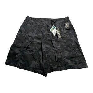 Supplies‎ Cargo Camo Utility Shorts Women 16W Black Stretch Drawstring Pockets
